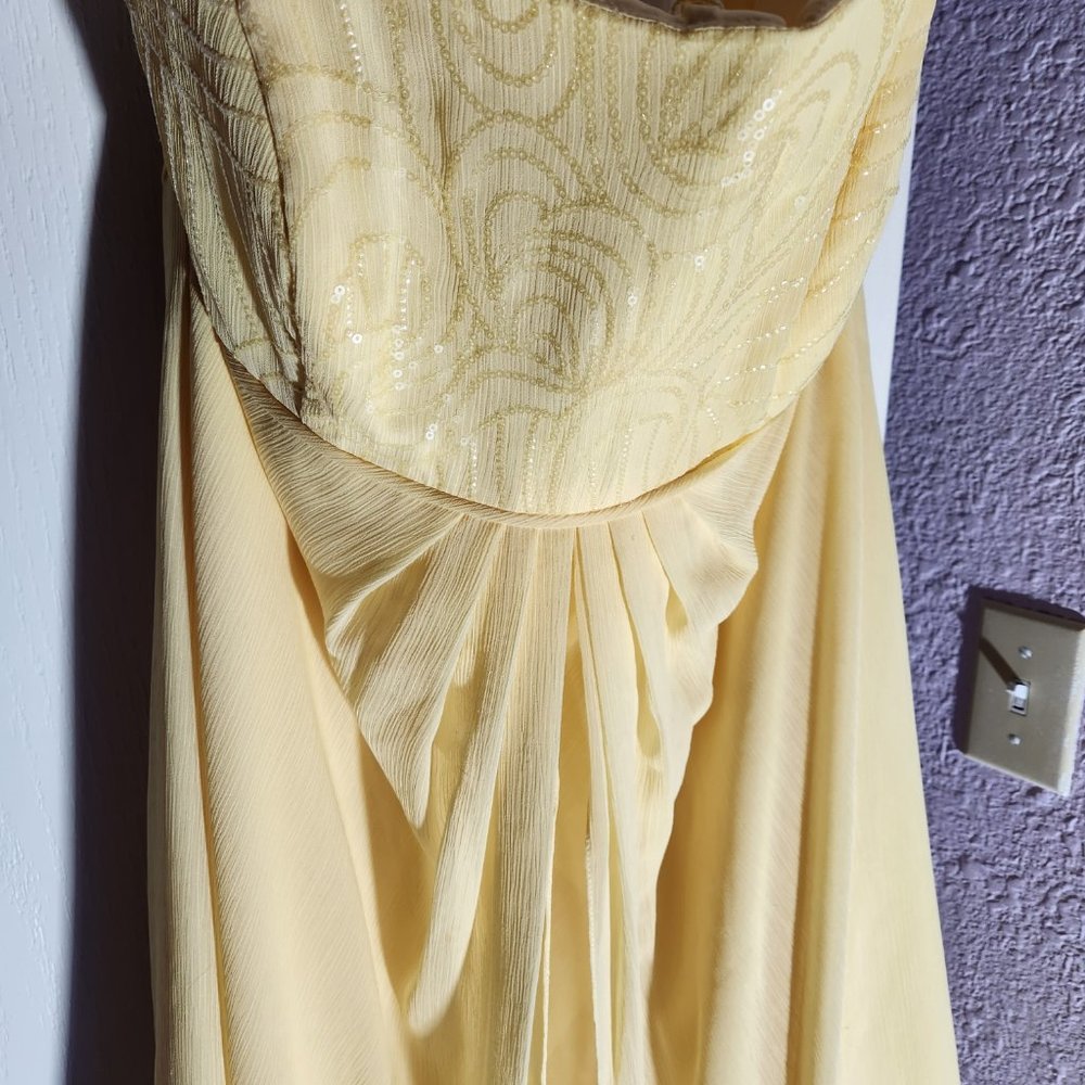 Strapless Yellow Fit and Flare Dress